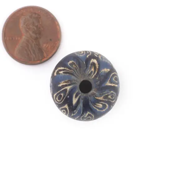 The Bead Chest Blue Antique-Style Java Eye Glass Bead (Single Bead, 20mm) {3}