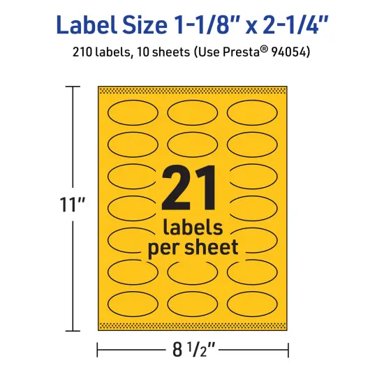 Avery Bright Yellow Paper Labels, 1-1/8" x 2-1/4" Oval {5}