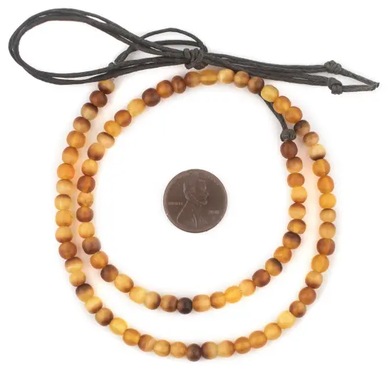 The Bead Chest Amber Round Horn Beads 5mm Brown 15 Inch Strand {2}