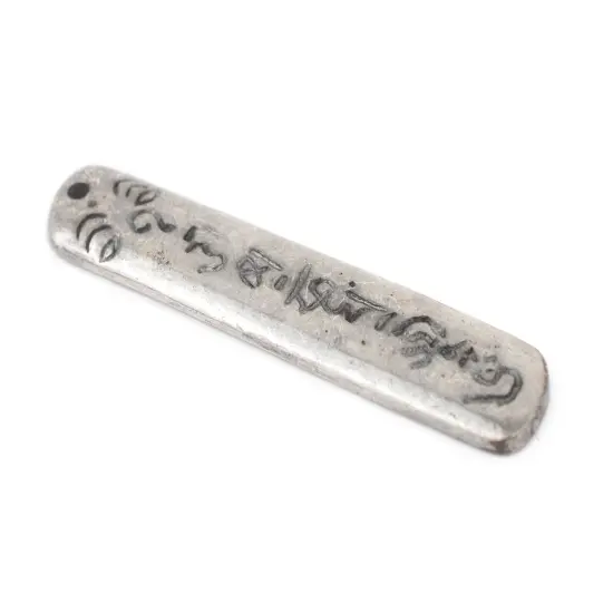 The Bead Chest Silver Om Mani Padme Hum Pendant (58x20mm) {3}