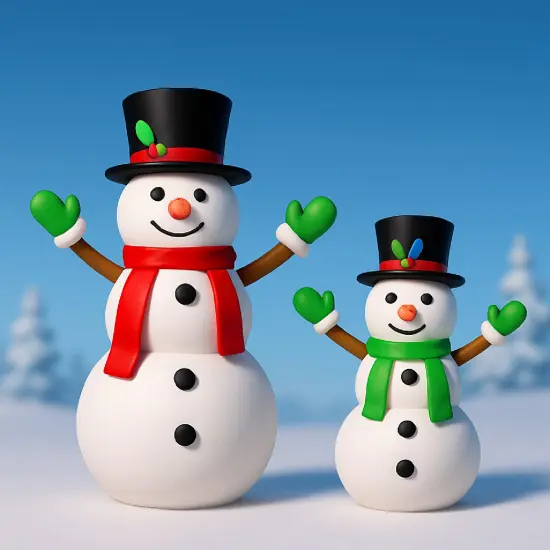 2 Piece Lighted Snowman Pair Pop-Up Holiday Decoration Set 42" & 28" {1}