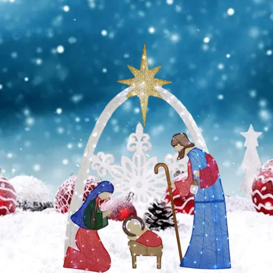 Glowing 54-Inch H Nativity Scene with 115 Cool White LED Lights {3}