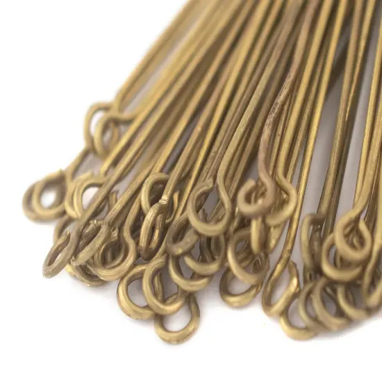 The Bead Chest Brass 21 Gauge 2.5 Inch Eye Pins (Approx 100 pieces) {1}