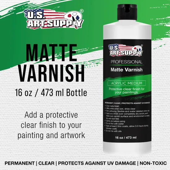 16 oz Matte Acrylic Varnish for Acrylic Painting, Permanent Clear Protection, Reduces UV & Photography Glare {2}