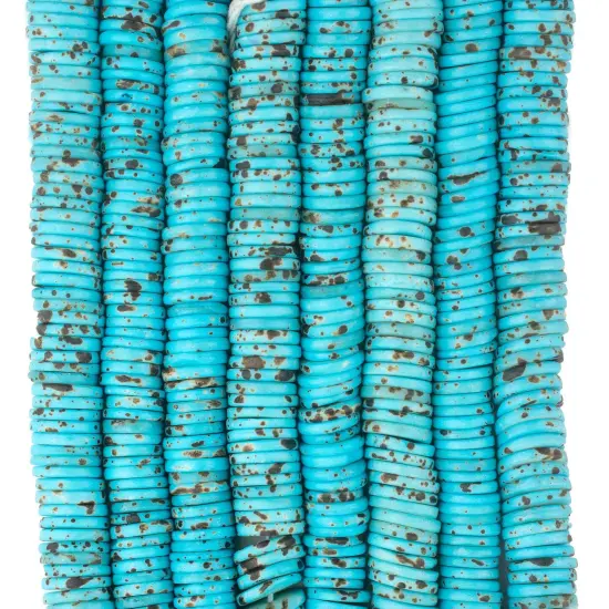 The Bead Chest 14mm Turquoise Bone Button Beads: Nepal Flat Round Disk Heishi Beads for DIY Necklace Jewelry Making {4}