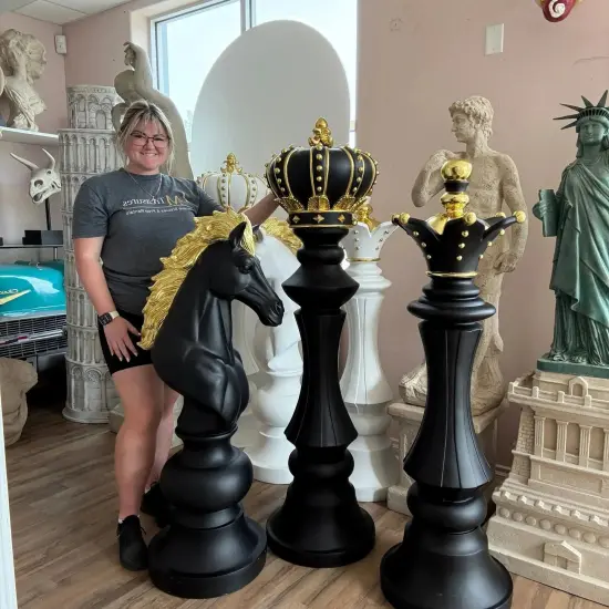 Black King Chess Piece Life Size Statue {3}