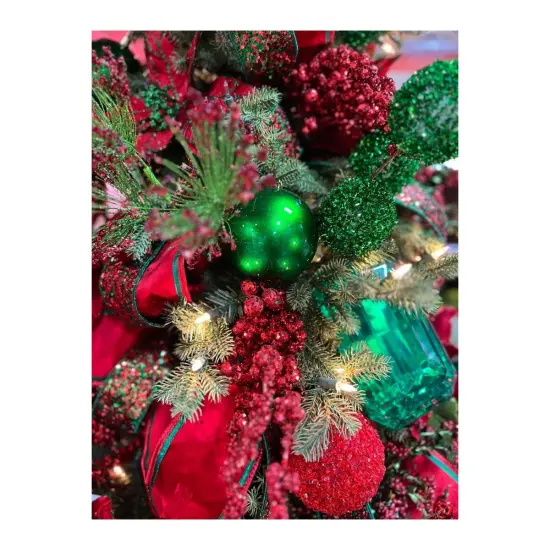 30" Sequin Tip Glitter Pine Spray: Red/Green {3}