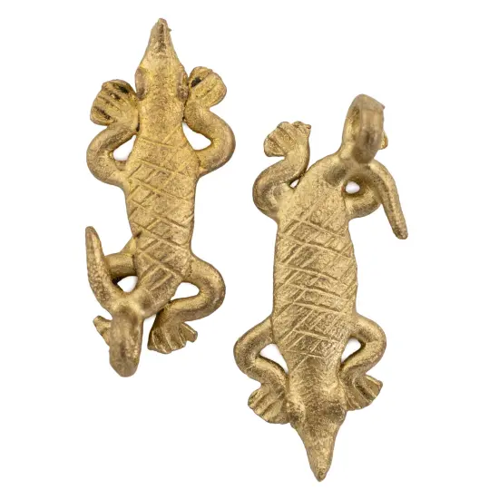 The Bead Chest Ghanaian Lizard Brass Pendant from Africa 40mm African Large Hole Handmade {3}