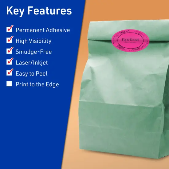 Avery Neon Magenta Paper Labels, 1.5" x 2.5" Oval {2}