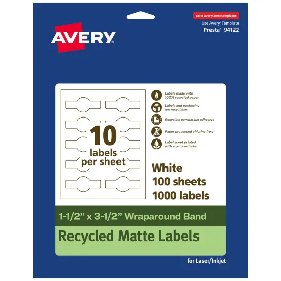 Avery Recycled Matte White Labels,1-1/2" x 3-1/2" Wraparound {7}