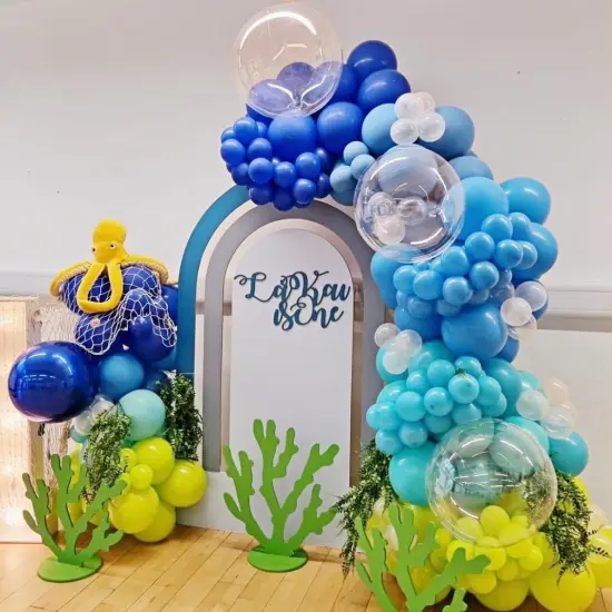 202 Pcs Under the Sea Party Decorations Balloon Arch Kit, Teal Blue - Ocean, DIY Octopus Clear Balloons, Finding Nemo Birthday Party Themed Decor {5}