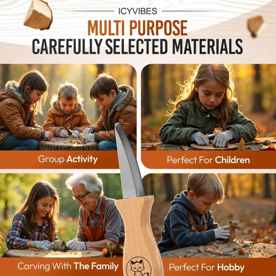 Premium Wood Carving Kit - 9Pcs Whittling Knife for C1 Kids Safety Carving Craft Projects Gloves Chisel Pocket Friendly Working Tools Leather Perfect for Gifts and Creative Bowl Sharpener {2}