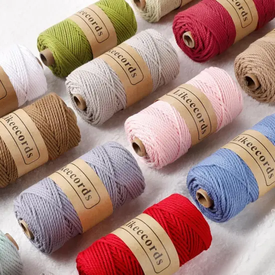 Cotton Macrame Cord, 3mm x 100m, 3 Strand Twisted, Macrame Rope & String for Craft, Knitting, Plant Hangers, Wedding & Christmas Decor (Natural White) {5}