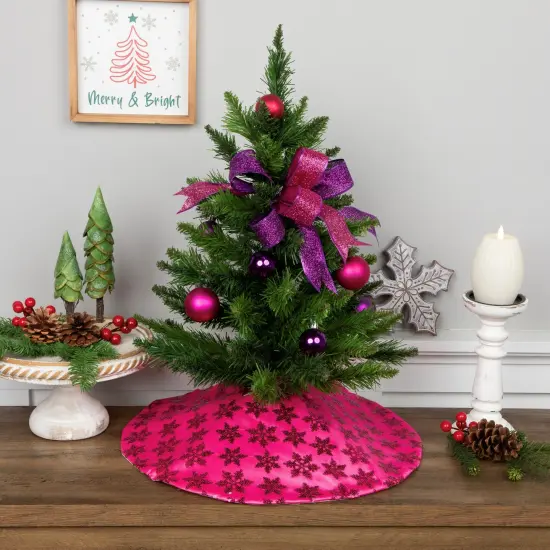 Northlight Sequin Snowflake Mini Christmas Tree Skirt - Pink - 20" {1}