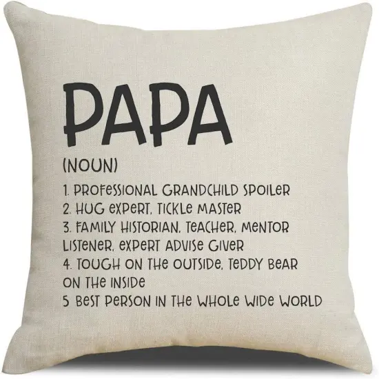 Papa Gifts from Daughter Inspiring Quotes Cotton Linen Throw Pillow Covers 18 x 18 Inches for Rustic Home Decor, Dad Gift {1}