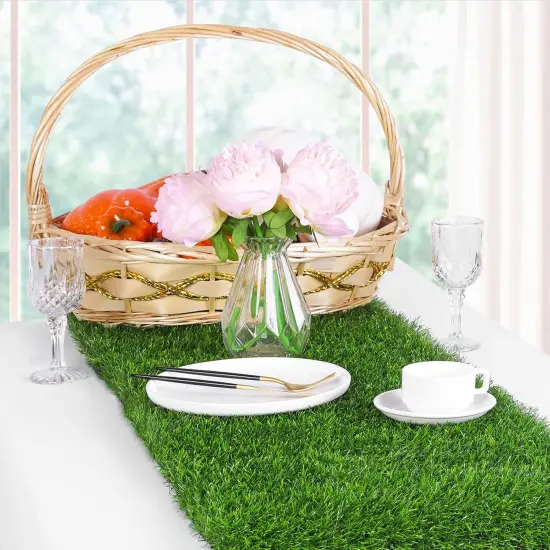 Artificial Grass Table Runners 12 x 120 Inch Synthetic Grass Table Runners Grass Rug Table Decorations for Spring Summer, Wedding, Baby Shower, Party Decor {3}
