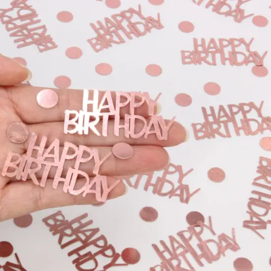 Rose Gold Birthday Confetti - 270 PCS Glitter Happy Birthday Decorations for Table {1}