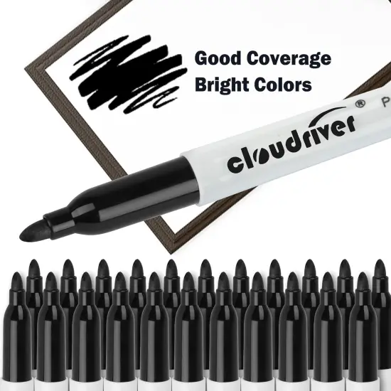 Permanent Markers, 148 Pack Black Permanent Markers Set, Fine Point, Bulk Permant Markers Work on Wood, Plastic, Metal, Stone, Glass {5}