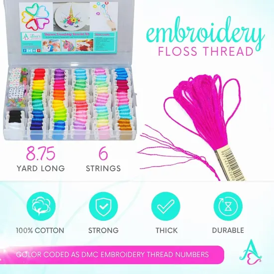 Embroidery Floss, Friendship Bracelet String Kit - 276Pcs Thread and Accessories - Perfect for Bracelet Making & DIY Embroidery Projects | Bonus Accessories Included- Supplies {3}