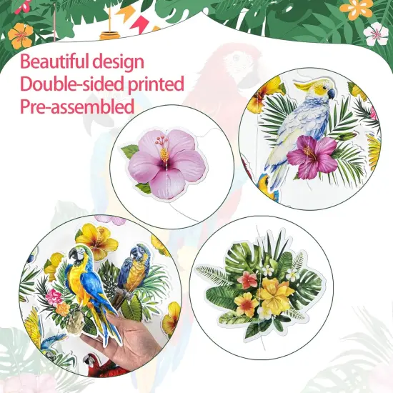 Hawaiian Party Decorations Hawaiian Flower Tropical Birds Garland Door Decorations Hanging Banner Summer Floral Parrot for Beach Pool Luau Tiki Jungle Party Decor {3}