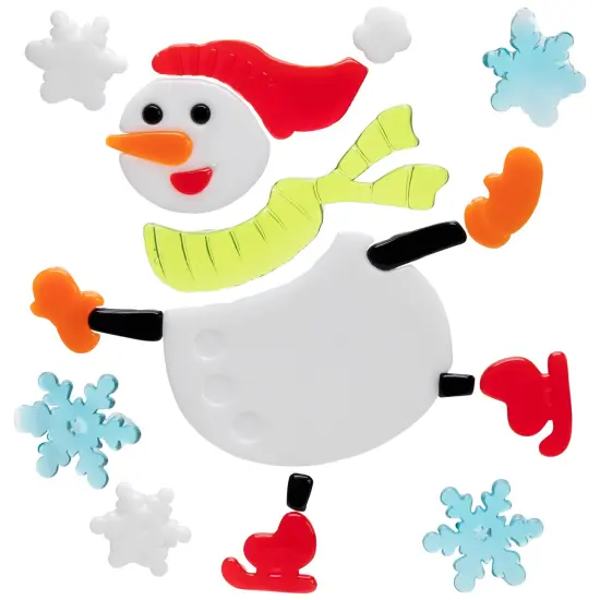 Northlight 6-Piece Skating Snowman and Snowflakes Gel Christmas Window Clings White {3}