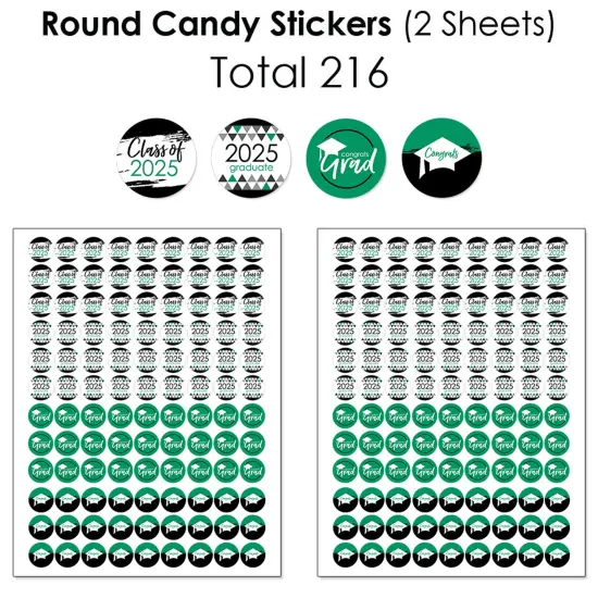 Big Dot of Happiness 2025 Green Graduation Party Candy Favor Sticker Kit - 304 Pieces {6}