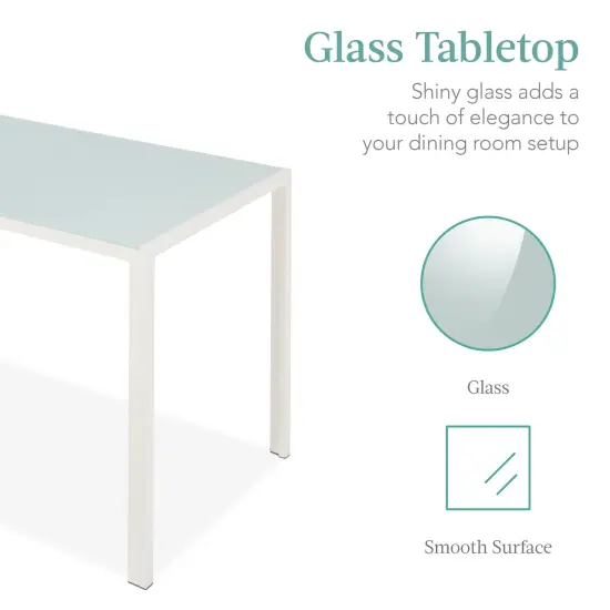 Best Choice Products 5-Piece Kitchen Dining Table Set w/ Glass Tabletop, 4 Faux Leather Chairs White {2}