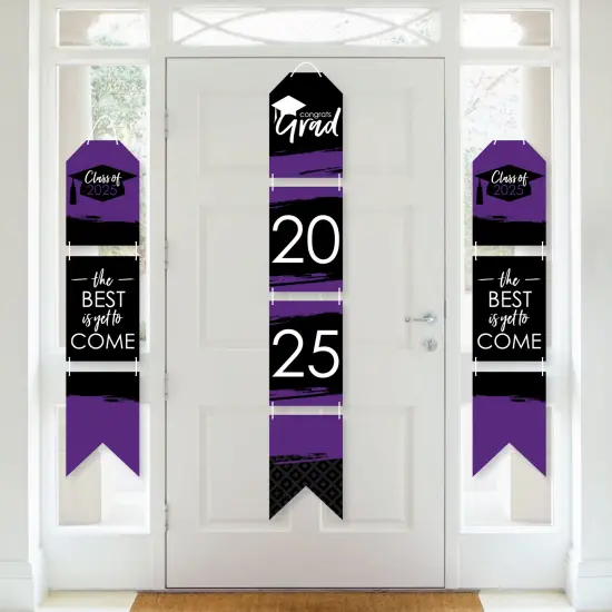 Big Dot of Happiness Purple Grad - Best is Yet to Come - Hanging Vertical Paper Door Banners - 2025 Grad Party Wall Decor Kit- Indoor Door Decor {1}