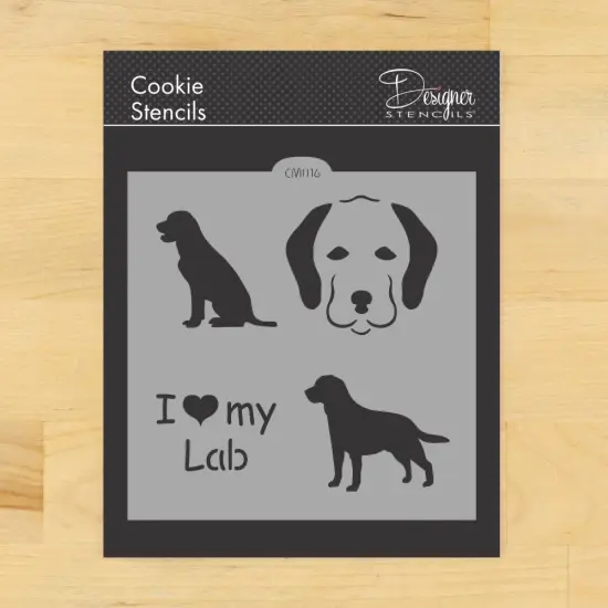 I Love My Lab Cookie & Craft Stencil | CM016 by Designer Stencils | Cookie Decorating Tools | Baking Stencils for Royal Icing, Airbrush, Dusting Powder | Craft Stencils for Canvas, Paper, Wood | Reusable Food Grade Stencil {1}