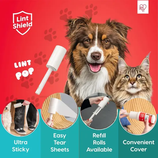 IRIS USA Extra Sticky Lint Roller, Standard Pack Comes with Storage Box and Refills, 90 Sheets/Roll, 720 Sheets Total {3}