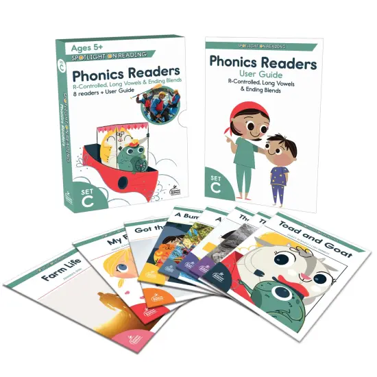 Carson Dellosa Spotlight on Reading Set C Early Readers Phonics Books, 8 Long Vowel Teams & Ending Blends Learn to Read Books for Kids 5-7 & User Guide, Kindergarten & 1st Grade Level 1 Reading Books {1}