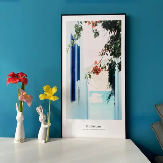 Easter Rabbit Figure Flower Vase, Sculpted Hand-Painted Resin Figurine Statue, Inner Peace Home Decor House Warming Birthday Friendship Figurines Gifts - Pearl White {5}