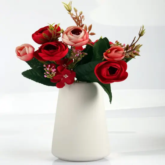 Simple Vase for Flowers Plants, Matte Vases for Modern Table Shelf Home Decor Wedding Boho Decor, 6" H Frosted Elegant Ceramic Vase for Pampas Grass Fluffy Stem Bouquet Lavender Flowers (White, 1) {4}