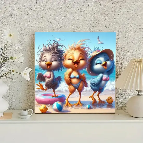 Funny Birds Diamond Art Painting Kits for Adults,Beach Diamond Painting Kits for Beginners,Full Drill Diamond Dots,Gem Art Crafts for Adults Wall Decor 14x14inch {6}