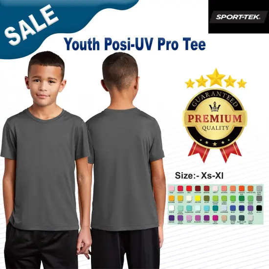 Sport-Tek&reg; Youth Posi-UV Pro Crew Neck Short Sleeve Tee Sapphire {2}