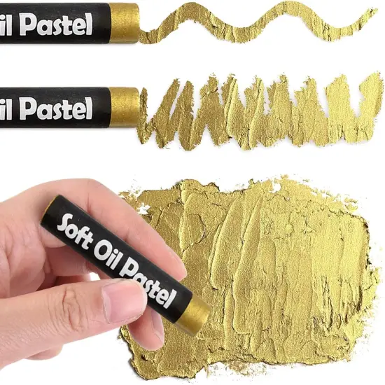 Soft Oil Pastels Set of 5 Single Colors,Non Toxic,Soft Texture Vibrant and Creamy Oil Crayons Pastels Art Supplies For Professional Artists Beginners Drawing.Gold {1}