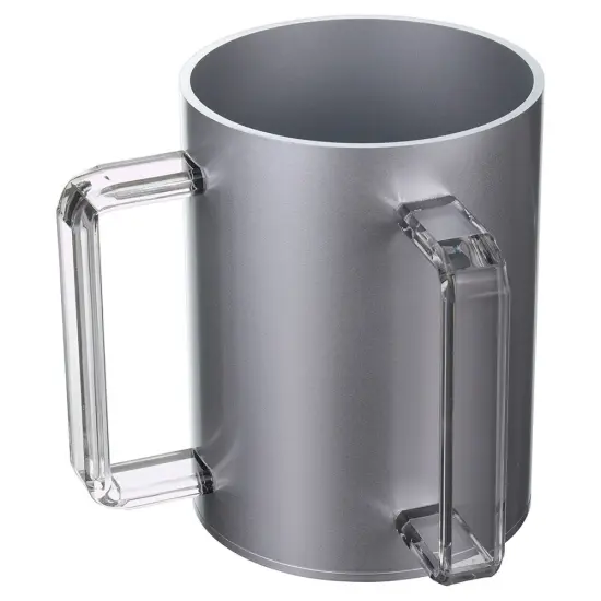 Lucite Wash Cup Silver WithClear Handle {2}