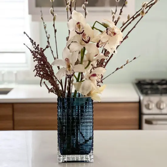 Glass Vase Square Design Black {4}