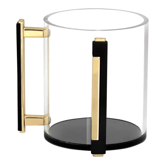 Lucite Clear Wash Cup with Gold Designed Handles {3}