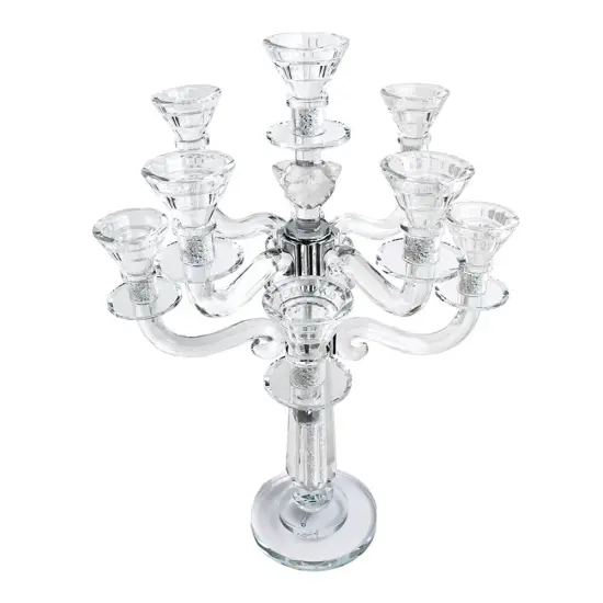 Crystal Candelabra with Inner Gemstones - 9 Arms {1}
