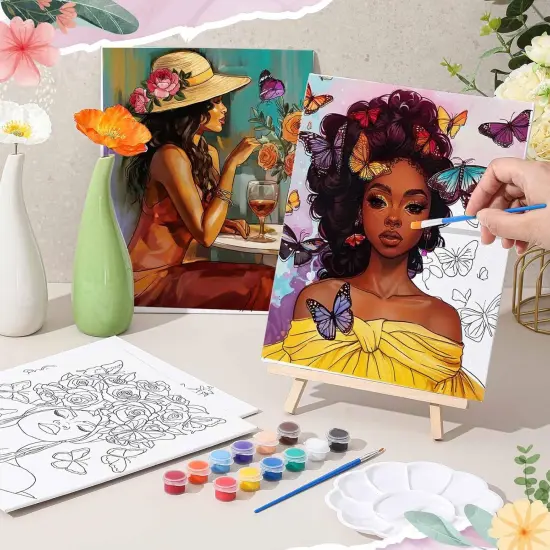 72 Pieces Pre Drawn Canvas Kit, Paint and Sip Kit for Adults {5}