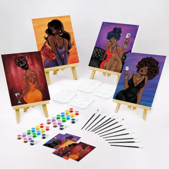 4 Pack Canvas Painting Kit Pre Drawn Canvas for Adults {2}