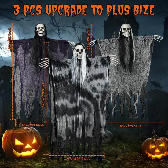 3 Pack Hanging Halloween Skeleton Ghosts Decorations {3}