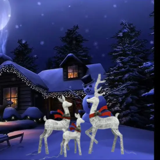 Set of 3 White Cotton Thread Deer 60, 48, and 32 Inches Decoration {3}