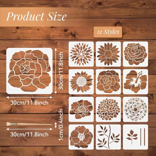 12PCS Large Flower Stencils {2}