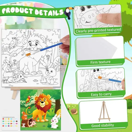 24 Pack 216 Piece Pre Drawn Canvas to Paint Kits for Kid Adult {3}