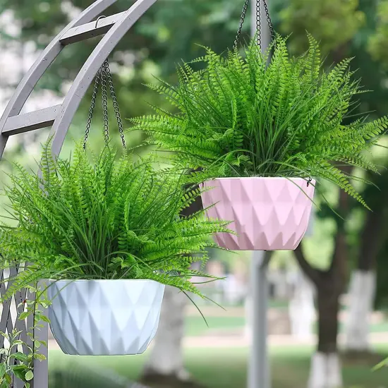 8 Bundles Artificial Plants Boston Fern Wheat Grass Shrubs Outdoor Faux Plants Faux Fern Stems UV Resistant Artificial Outdoor Plants Greenery for Home Gardens Patio Yards Decor {1}