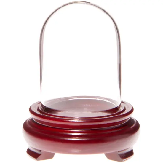 Plymor 1.85" x 2.875" Mini Glass Display Dome Cloche Red Wood Veneer {1}