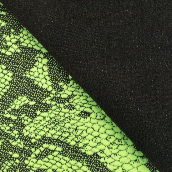 Neon Green-Black Famous Maker Stretch Reptile Jacquard Yoga Knit Fabric By the Yard {2}