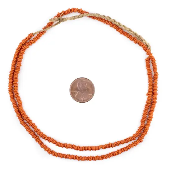 The Bead Chest Orange 4mm Glass Heishi Beads - 26" Strand of Indonesian Java Spacer Beads for Crafts & Jewelry Making {2}